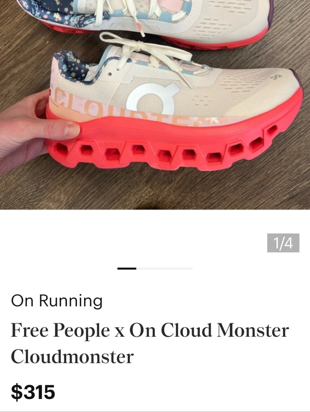 Free People On Running Cloudmonster Athletic Shoes in White and  Coral. - Picture 3 of 16